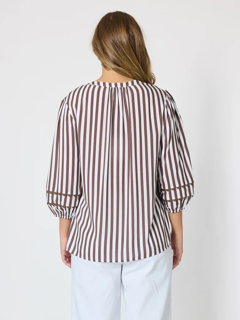 Montecito Stripe Top - Coffee