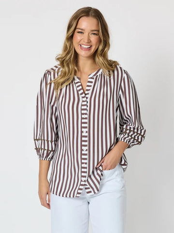 Montecito Stripe Top - Coffee