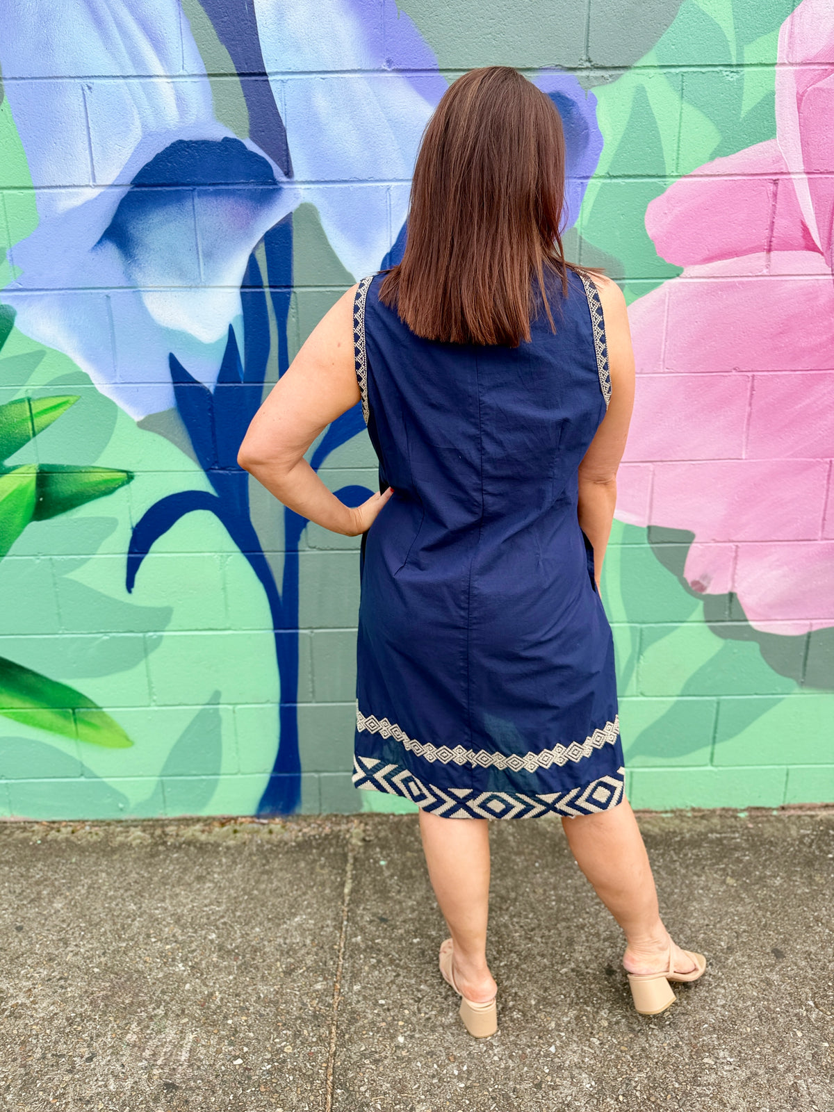 Pippa Emb Dress - Navy