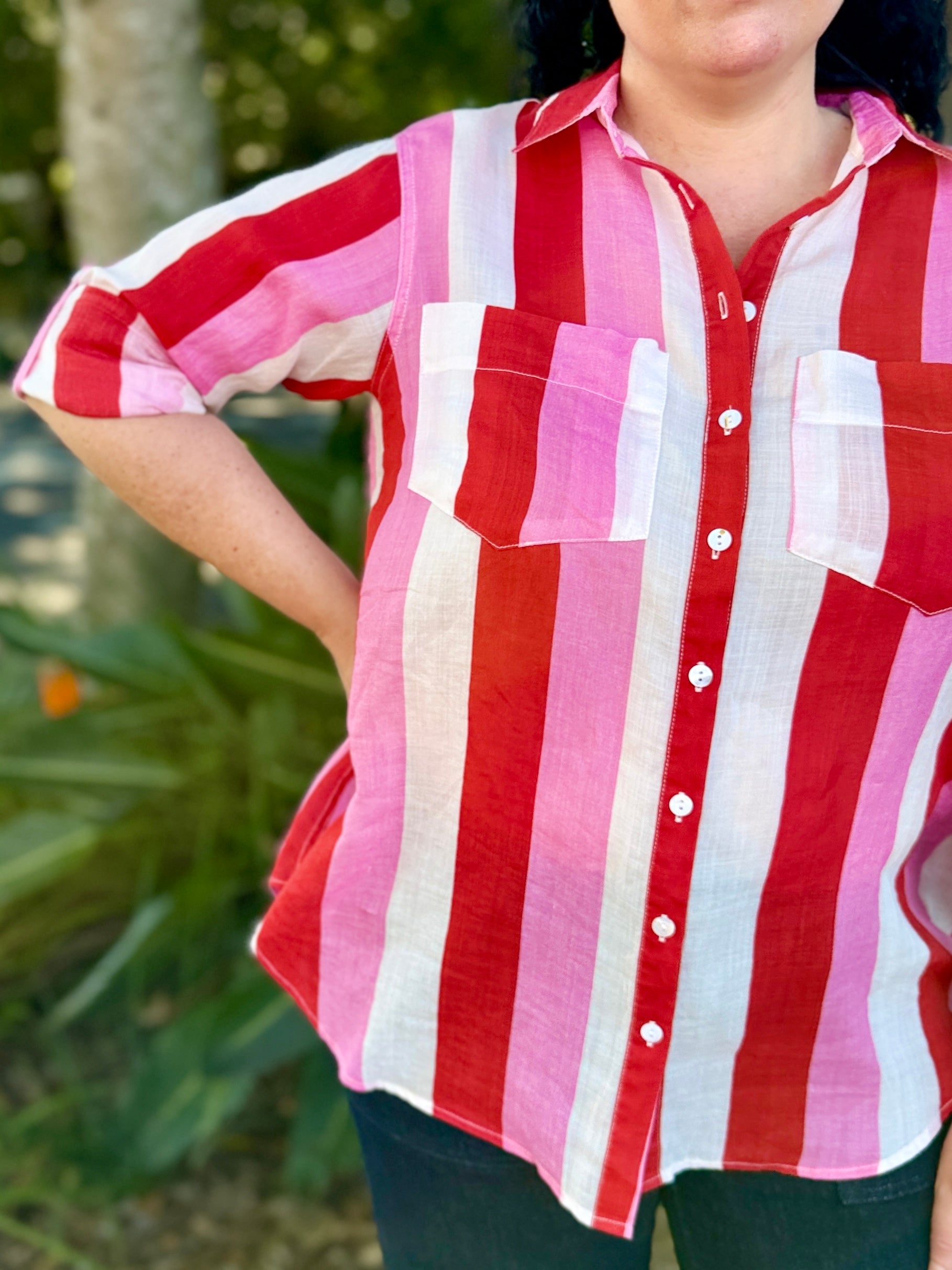 Raven Shirt – Pink/Red/White