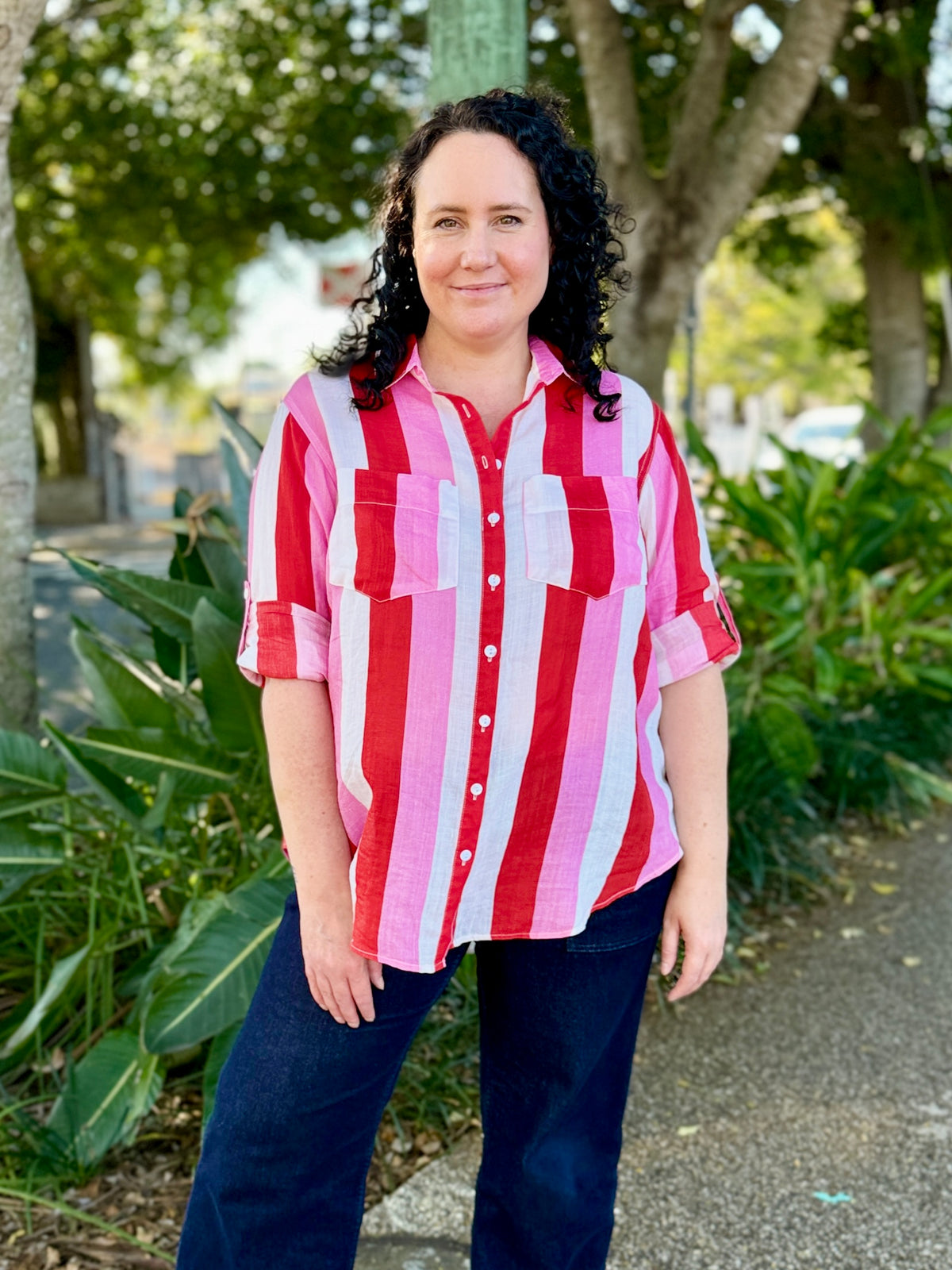 Raven Shirt – Pink/Red/White