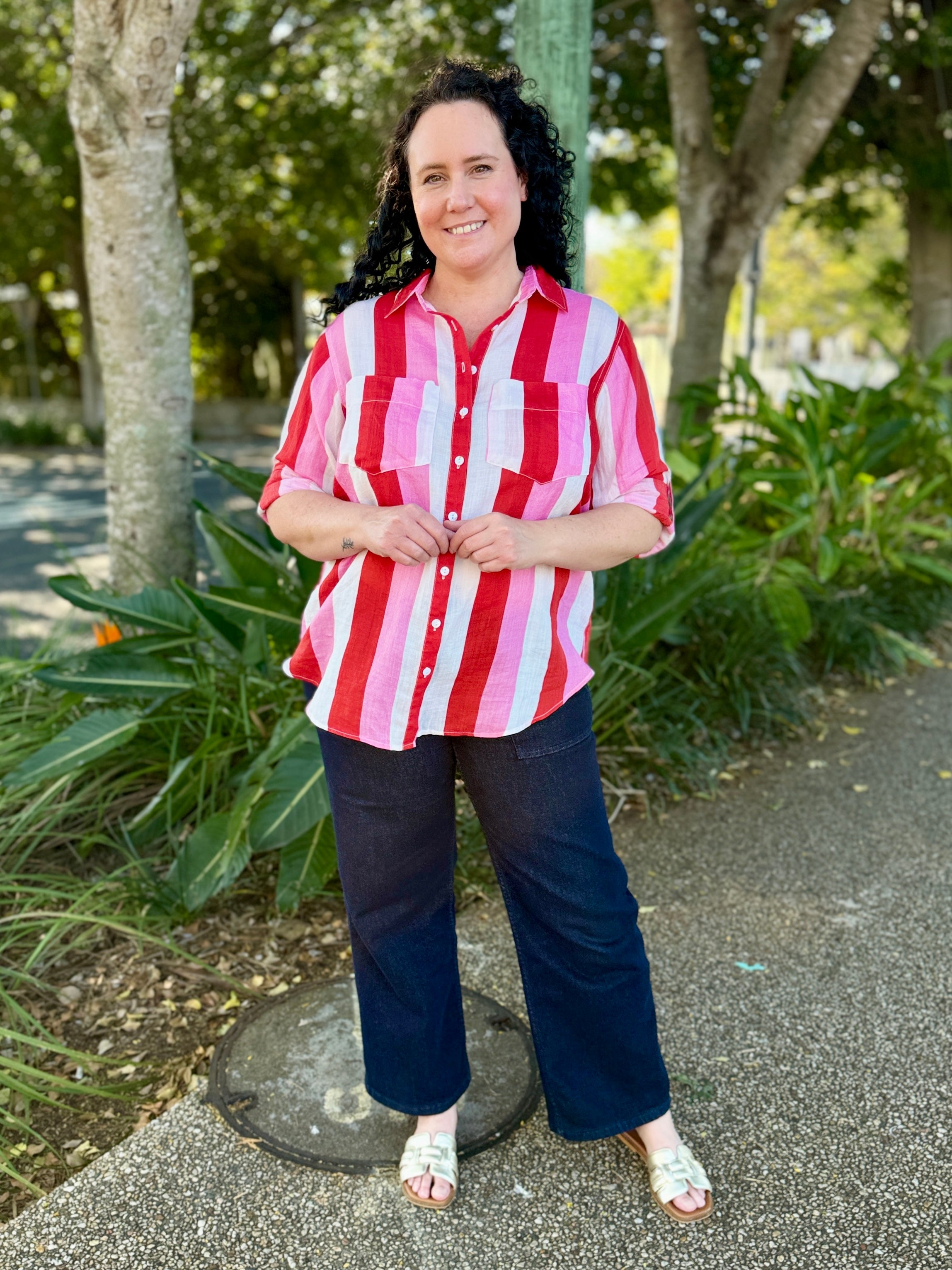 Raven Shirt – Pink/Red/White