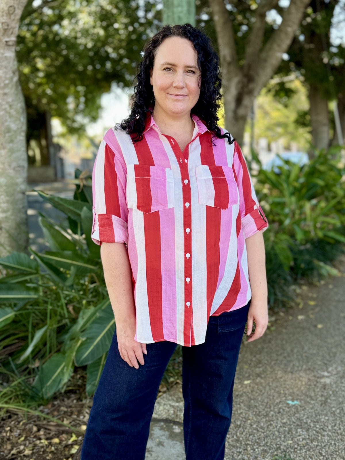 Raven Shirt – Pink/Red/White