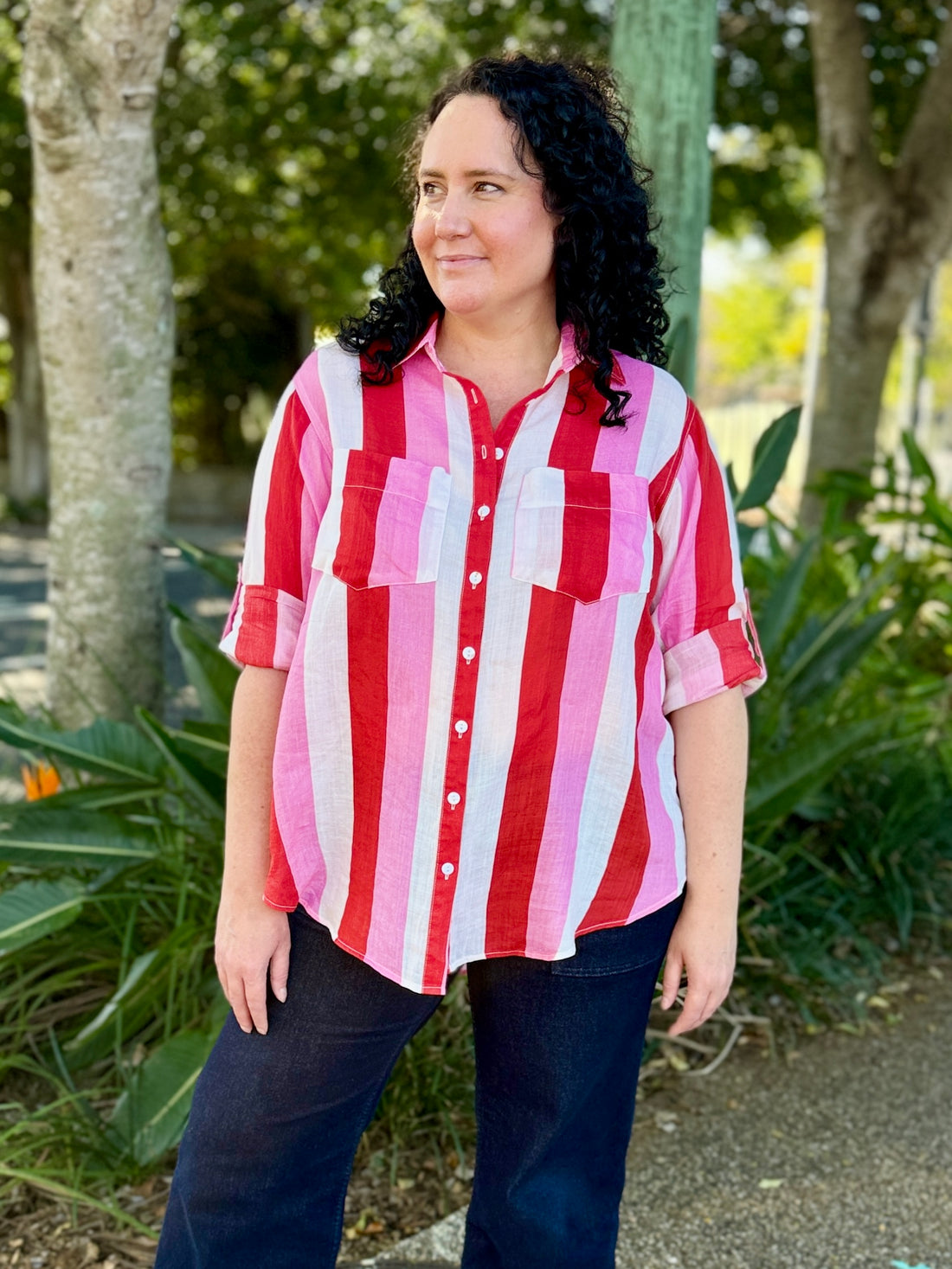 Raven Shirt – Pink/Red/White