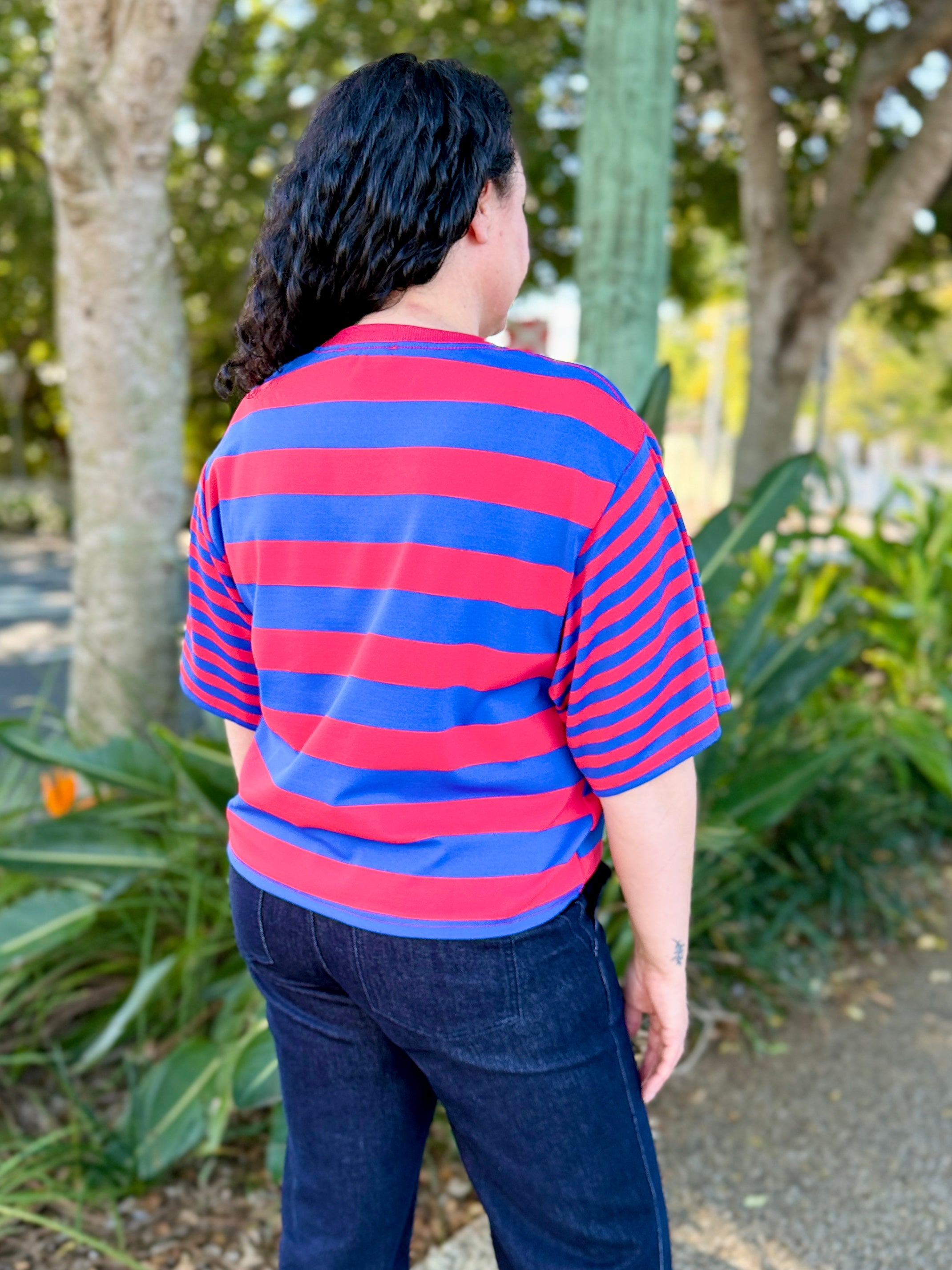 Mandy Stripe Tee - Blue/Red
