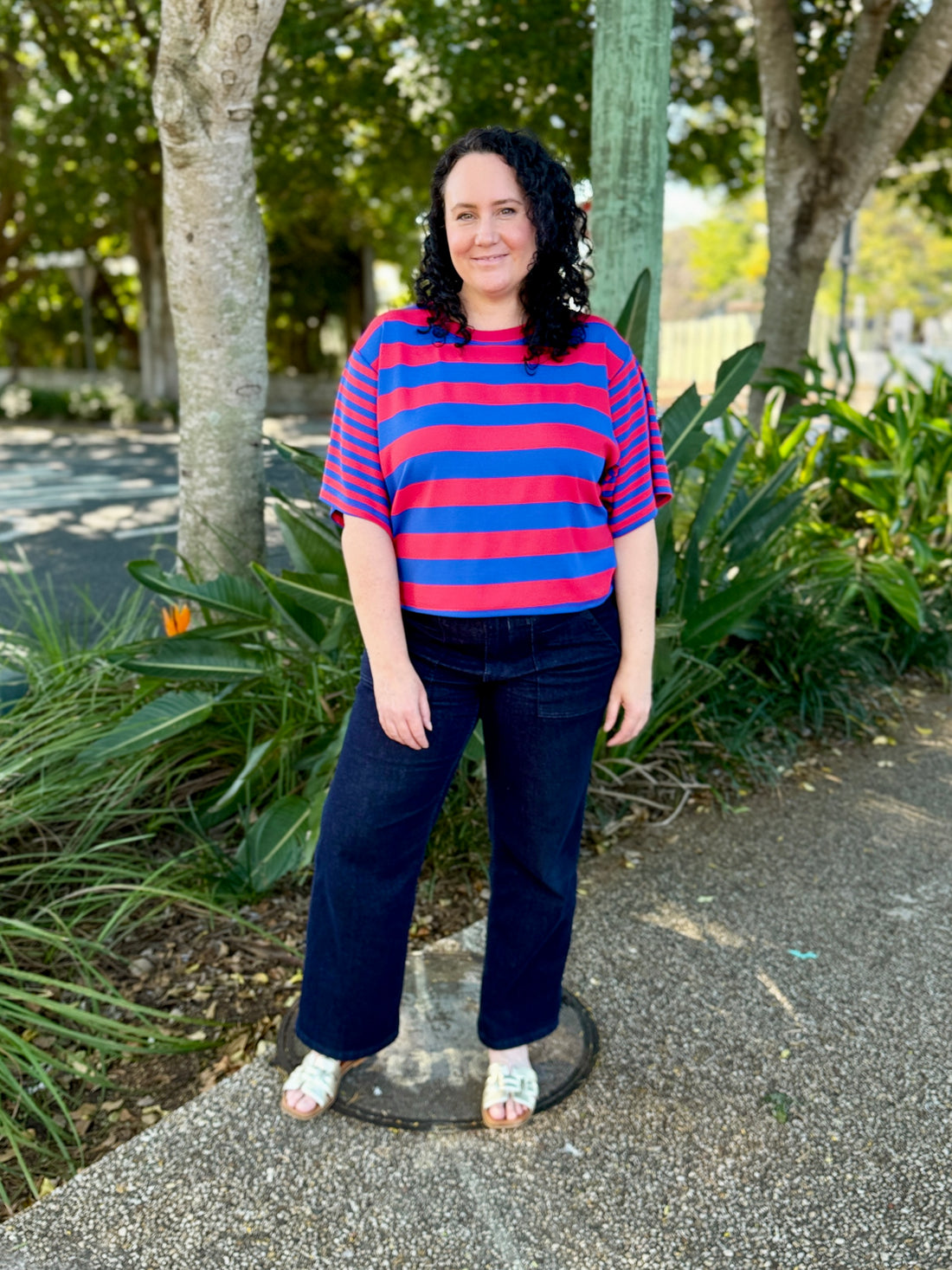 Mandy Stripe Tee - Blue/Red