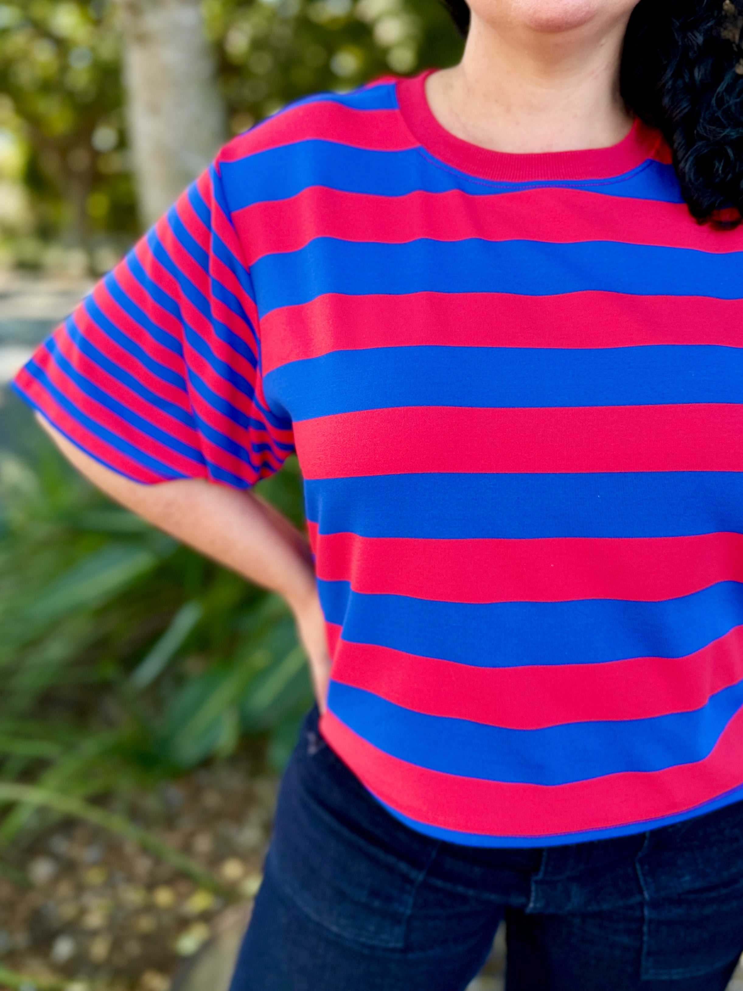 Mandy Stripe Tee - Blue/Red