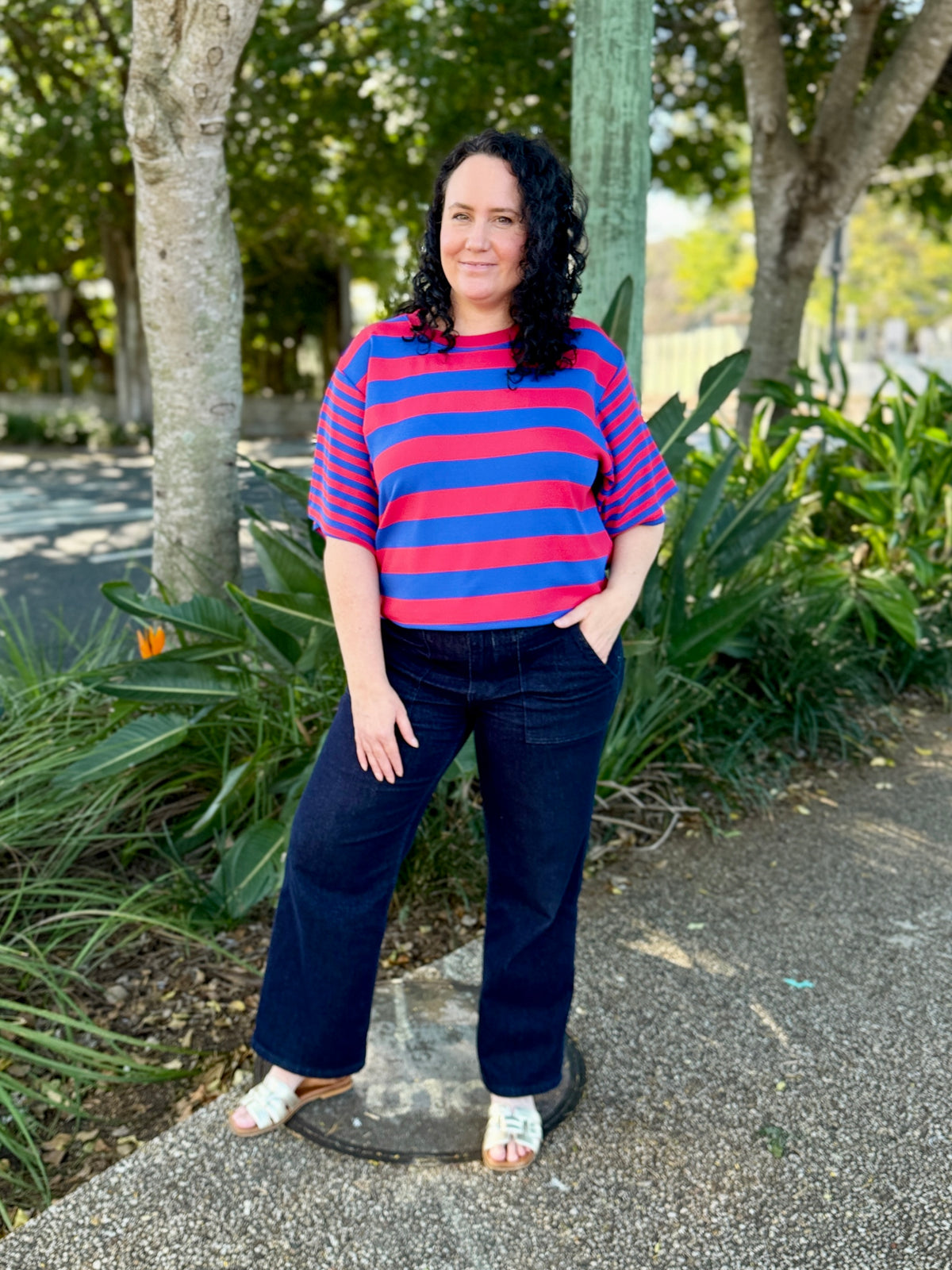 Mandy Stripe Tee - Blue/Red