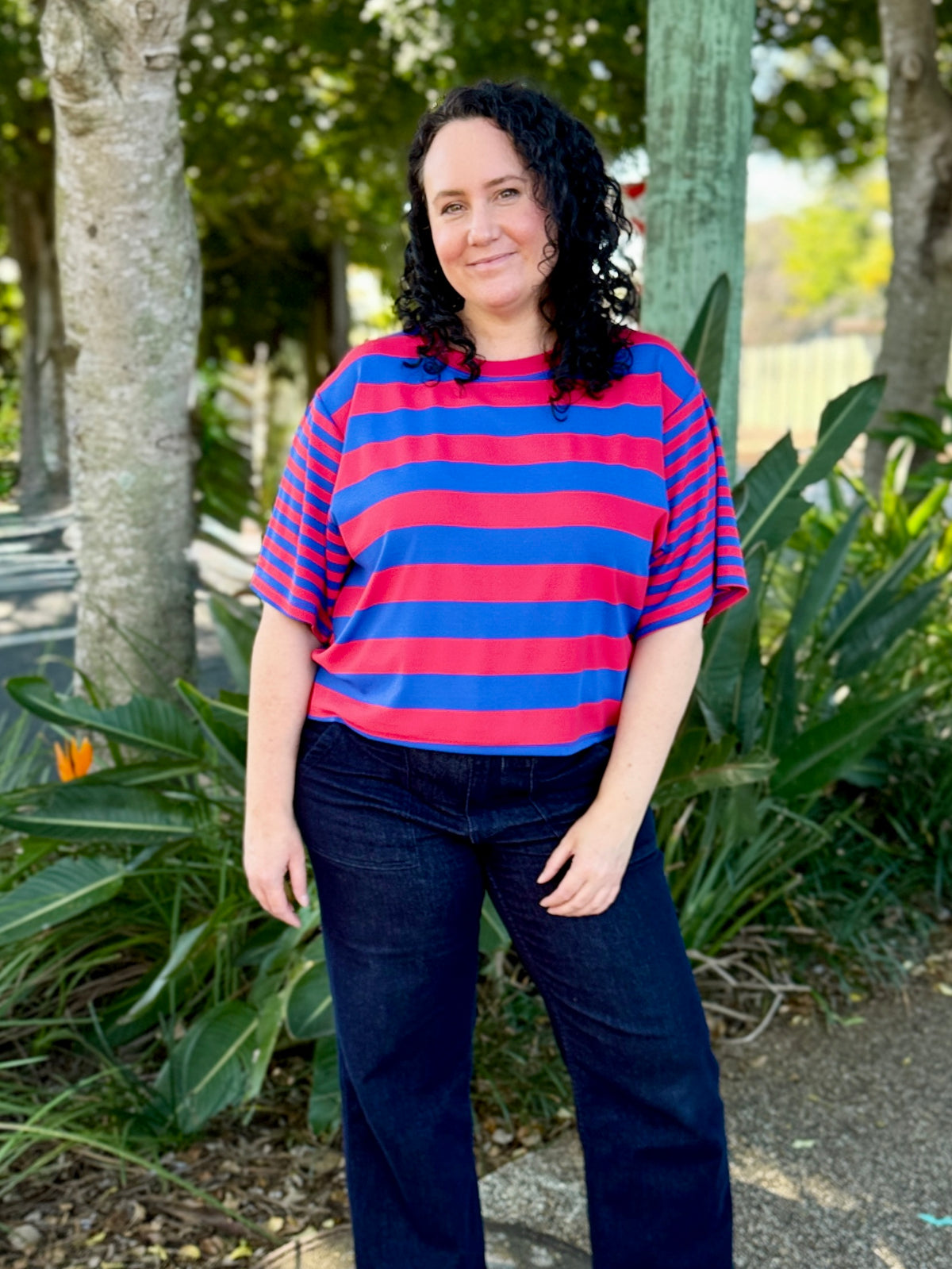 Mandy Stripe Tee - Blue/Red