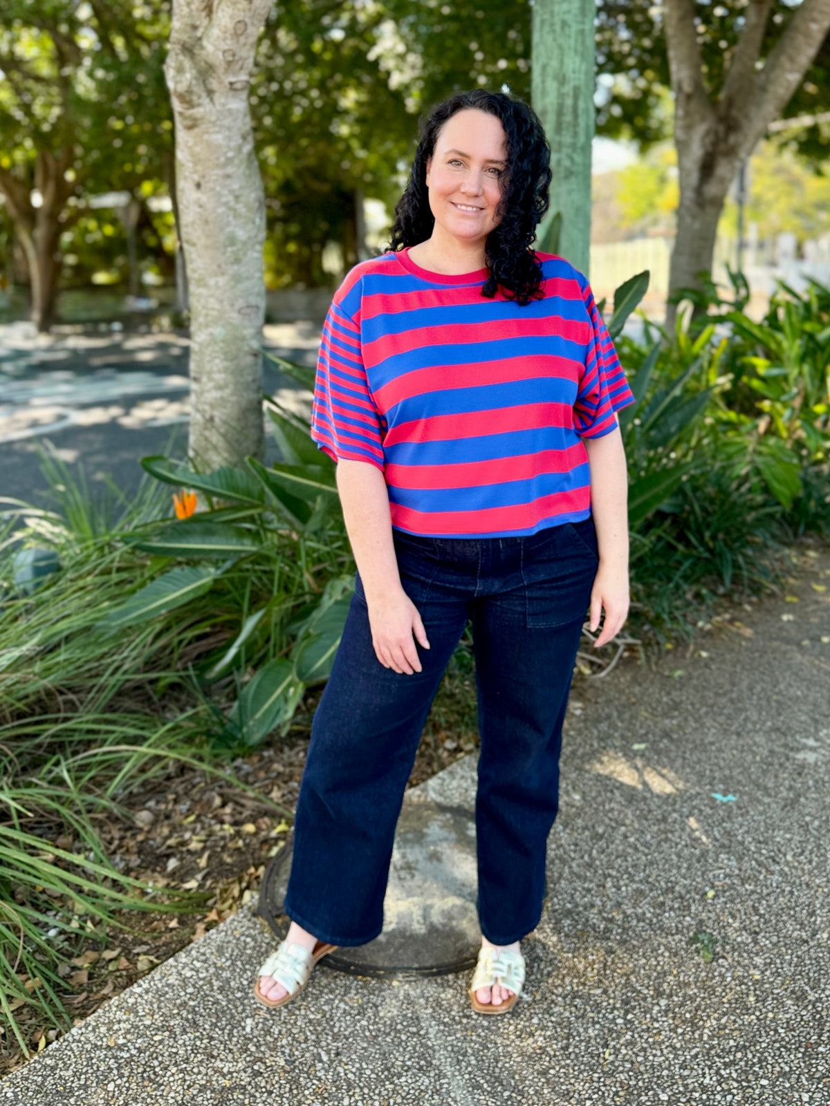 Mandy Stripe Tee - Blue/Red