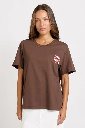 Betty basics - Relax Boxy Tee - Pescado Print - chocolate