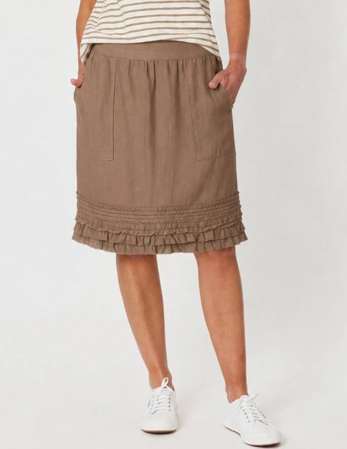 Ruffle Hem Skirt - Mocha