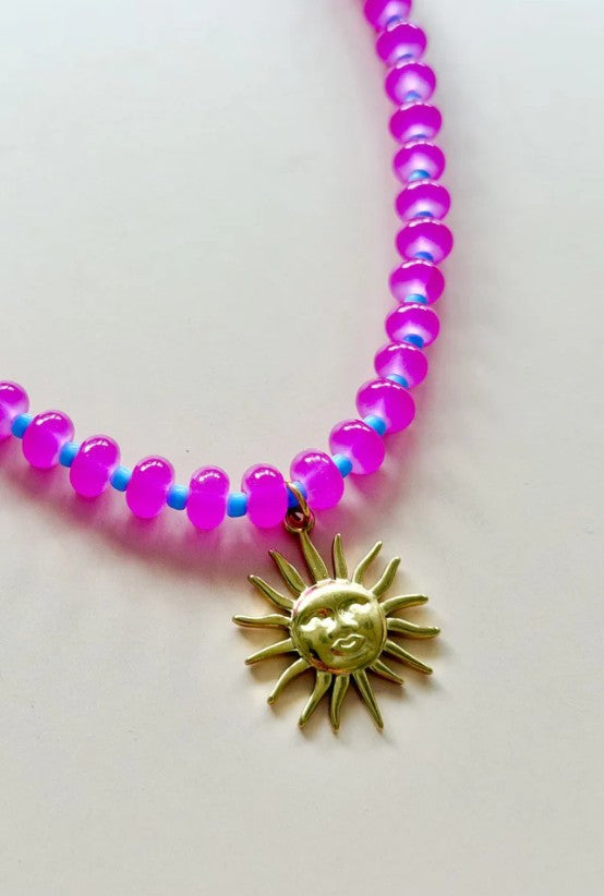 Sunny Gem Necklace – Hot Pink