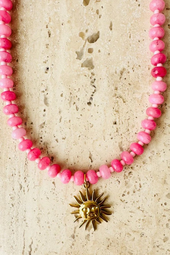 Sunny Gem Necklace –Soft Pink
