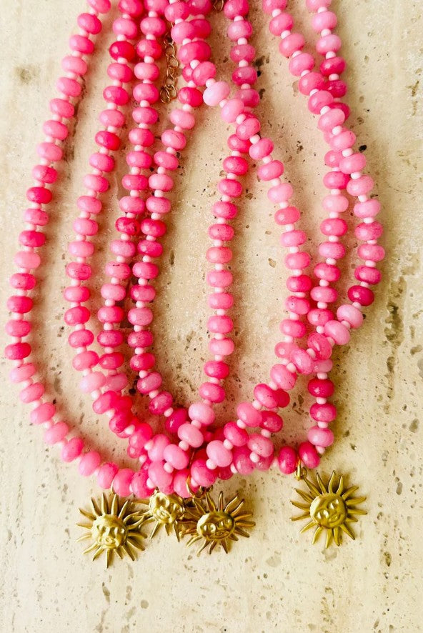 Sunny Gem Necklace –Soft Pink