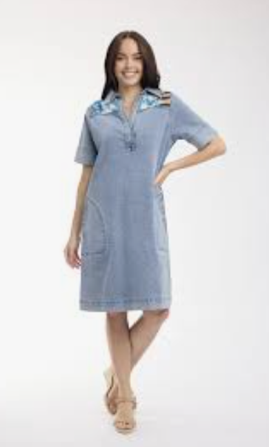Nanjing Dress - Denim Patch