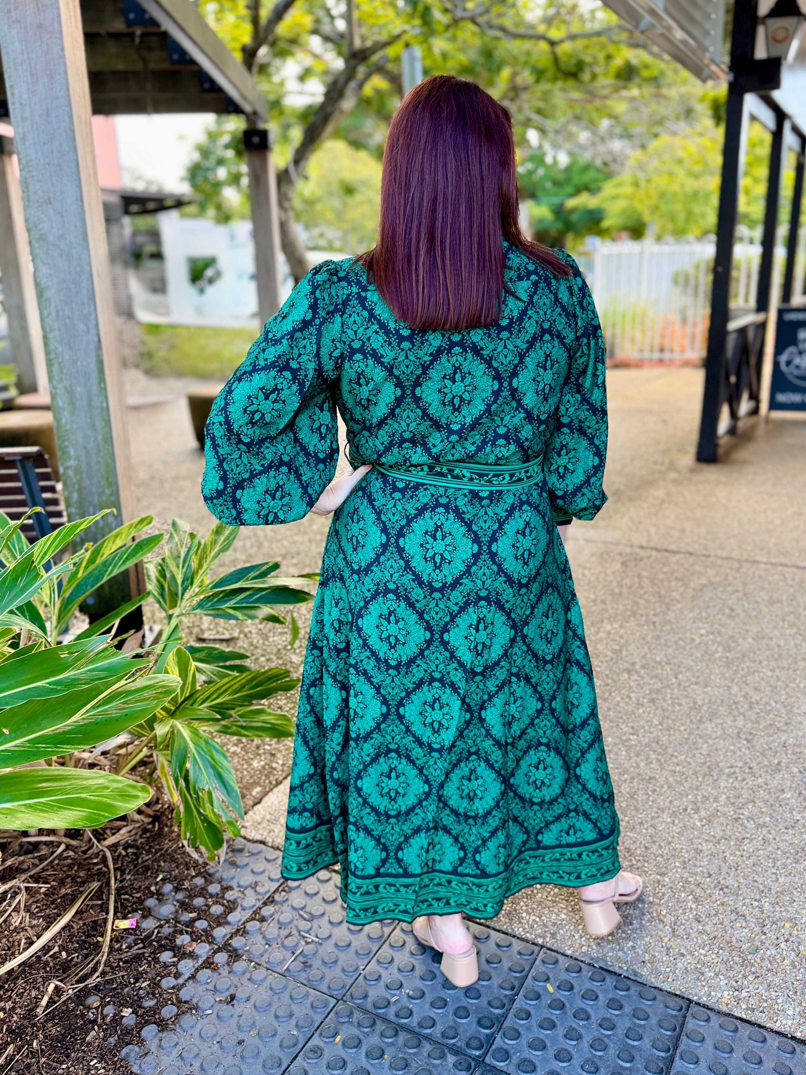 Tamera Midi Dress - Emerald Tile