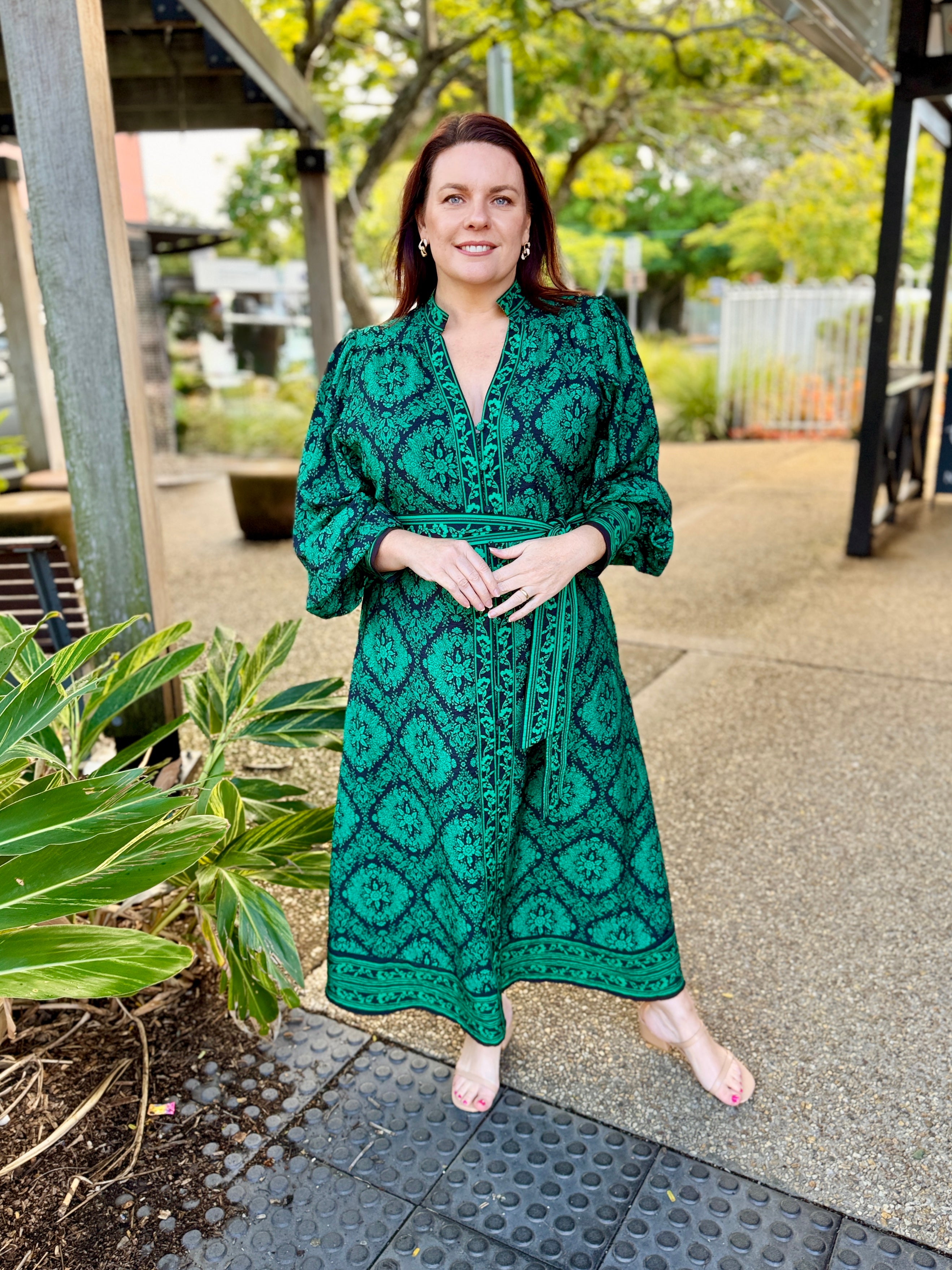 Tamera Midi Dress - Emerald Tile
