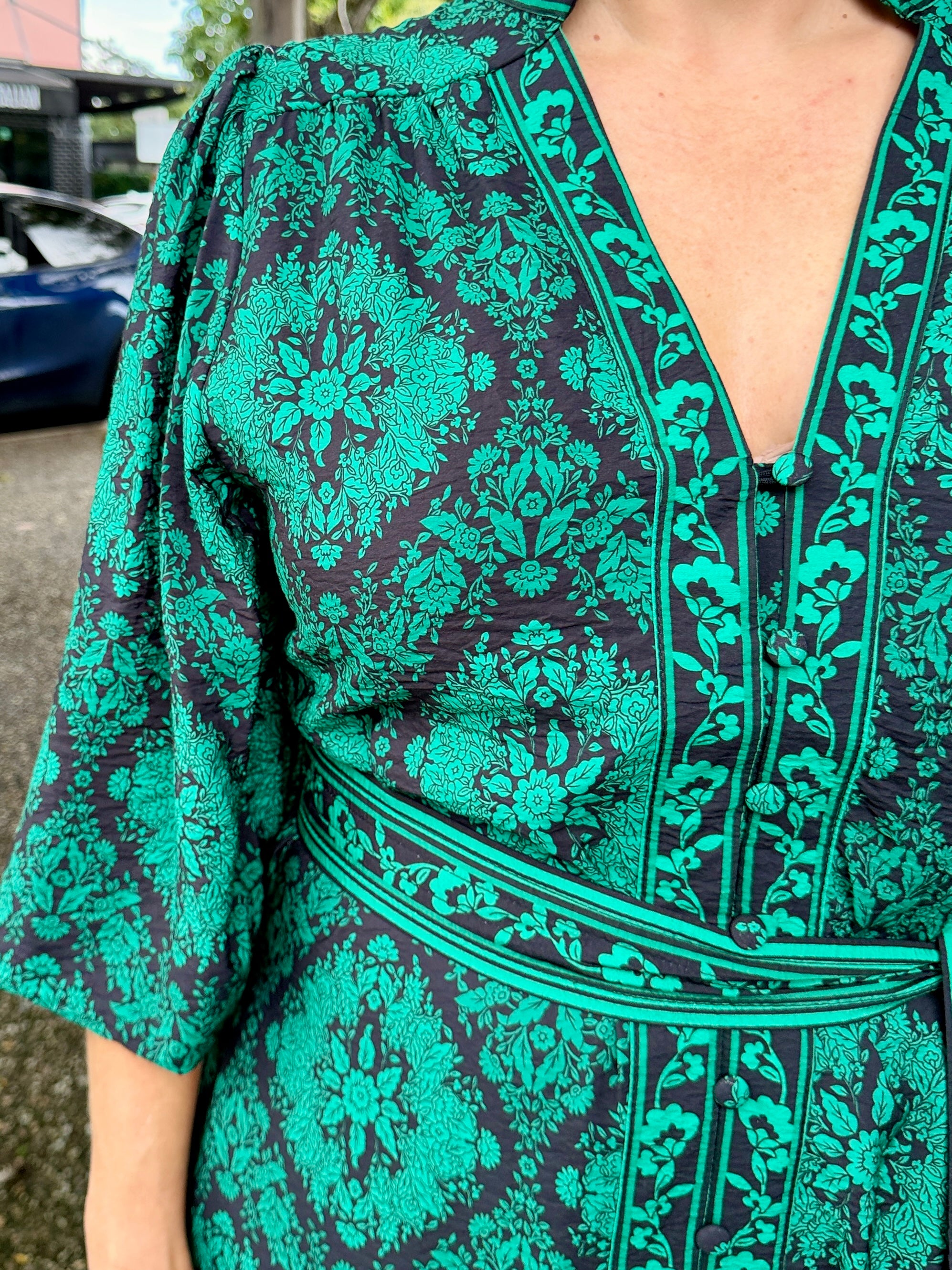 Tamera Midi Dress - Emerald Tile