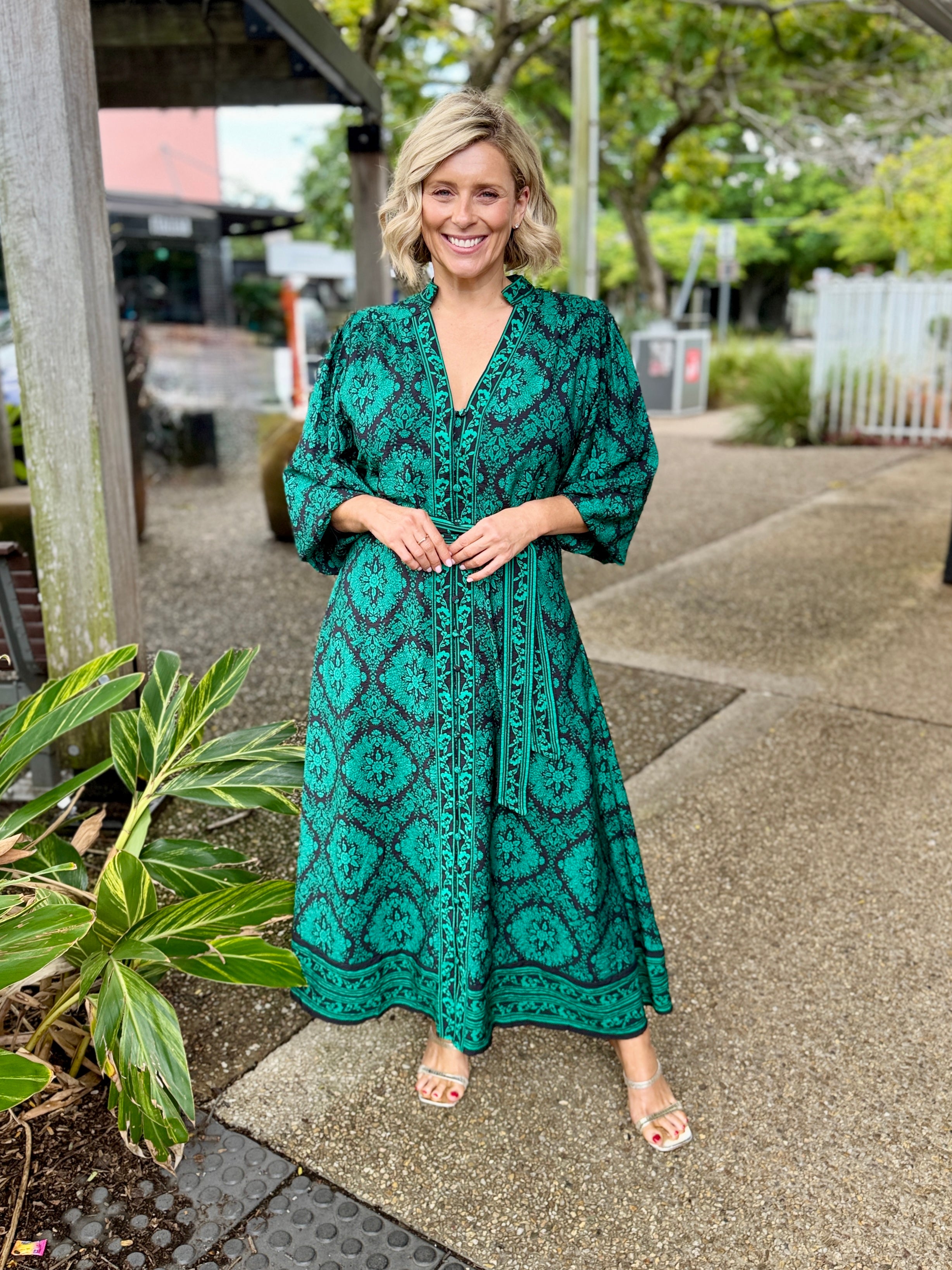 Tamera Midi Dress - Emerald Tile