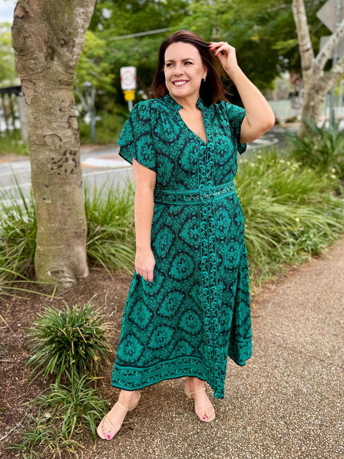 Tamera Midi Dress - Emerald Tile (S/S)