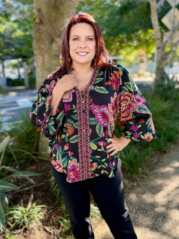 Tamera Shirt - Black Floral