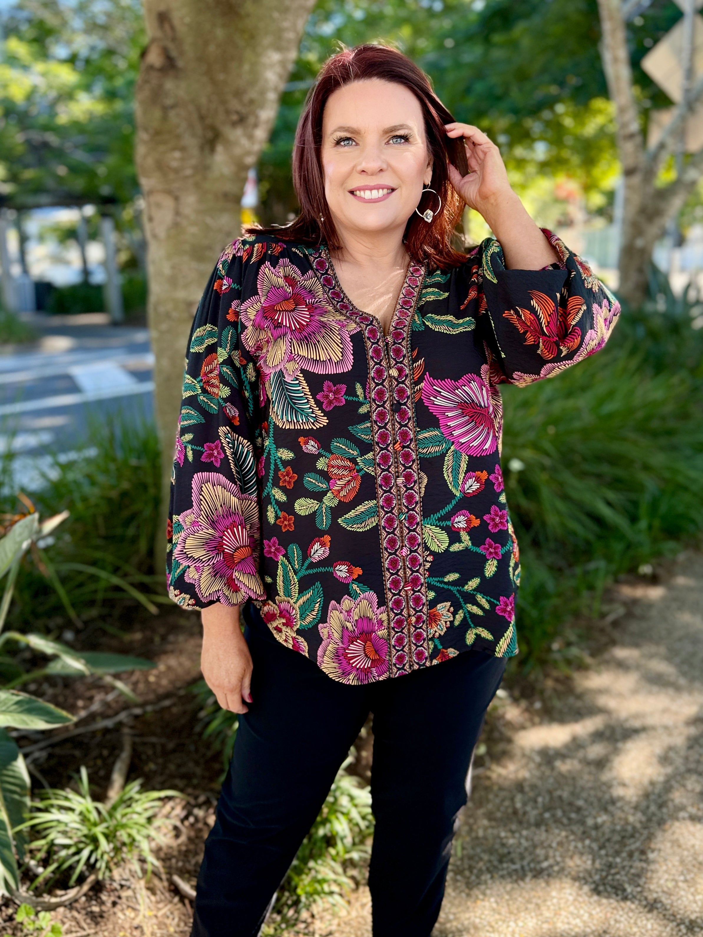 Tamera Shirt - Black Floral