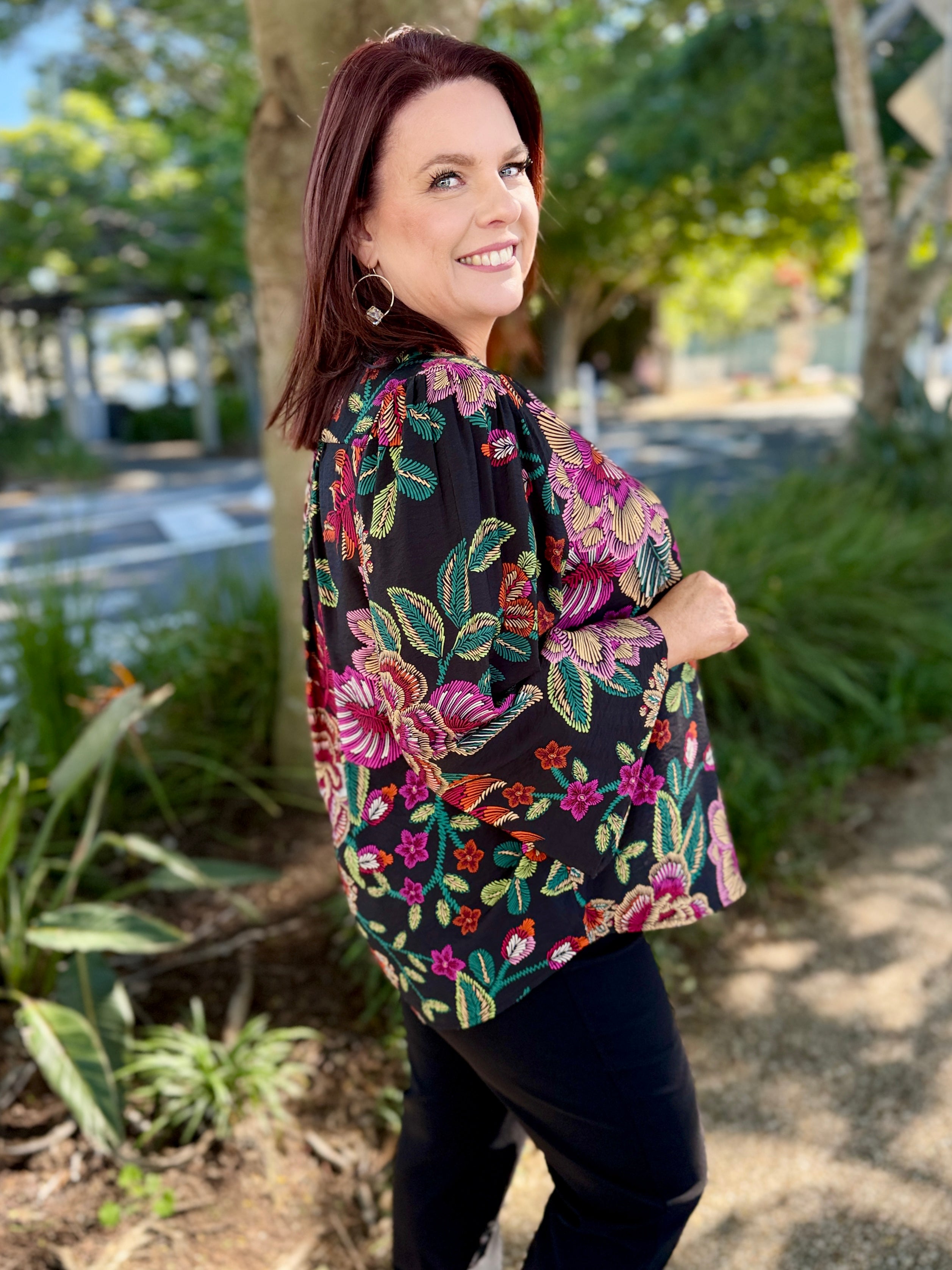 Tamera Shirt - Black Floral