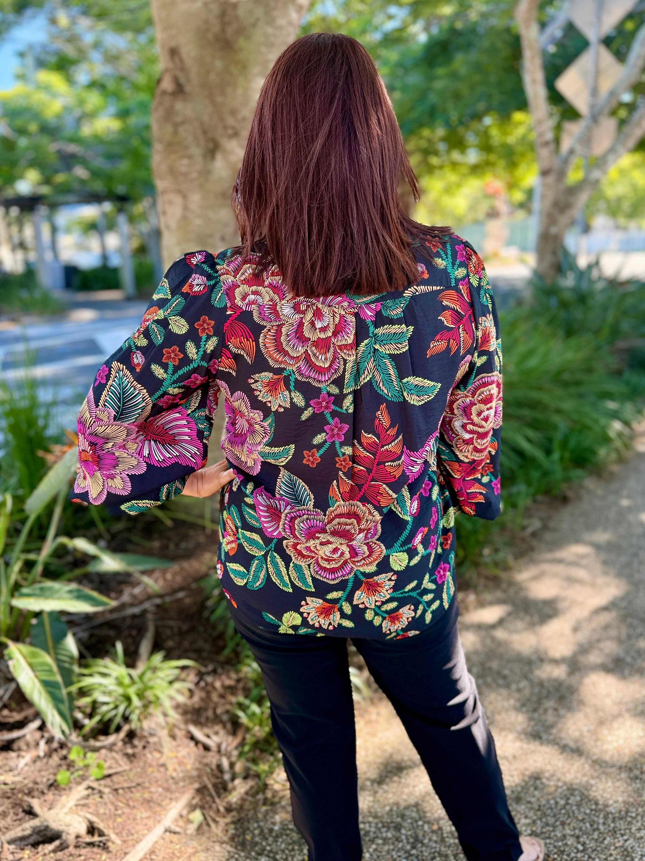 Tamera Shirt - Black Floral