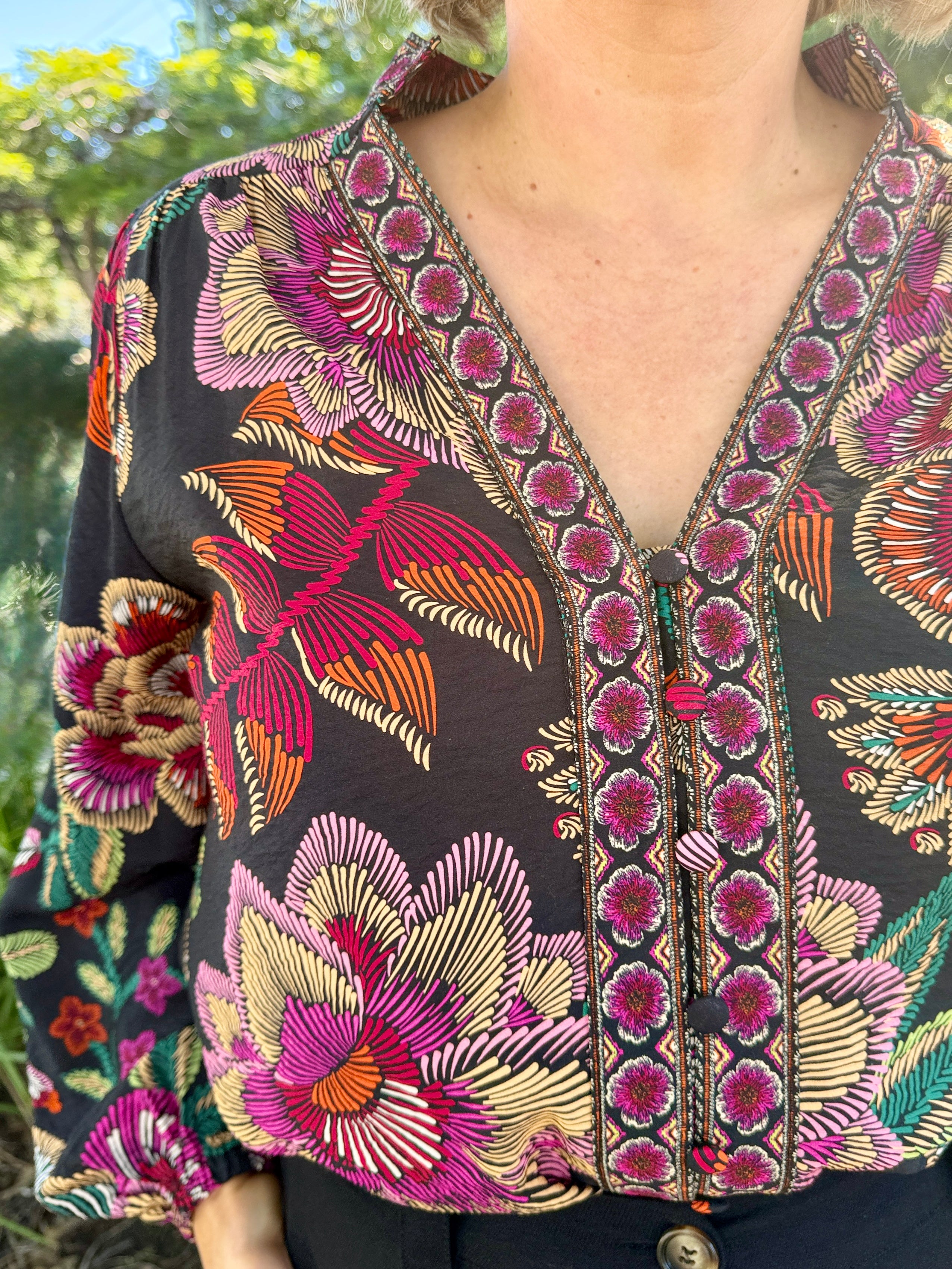 Tamera Shirt - Black Floral