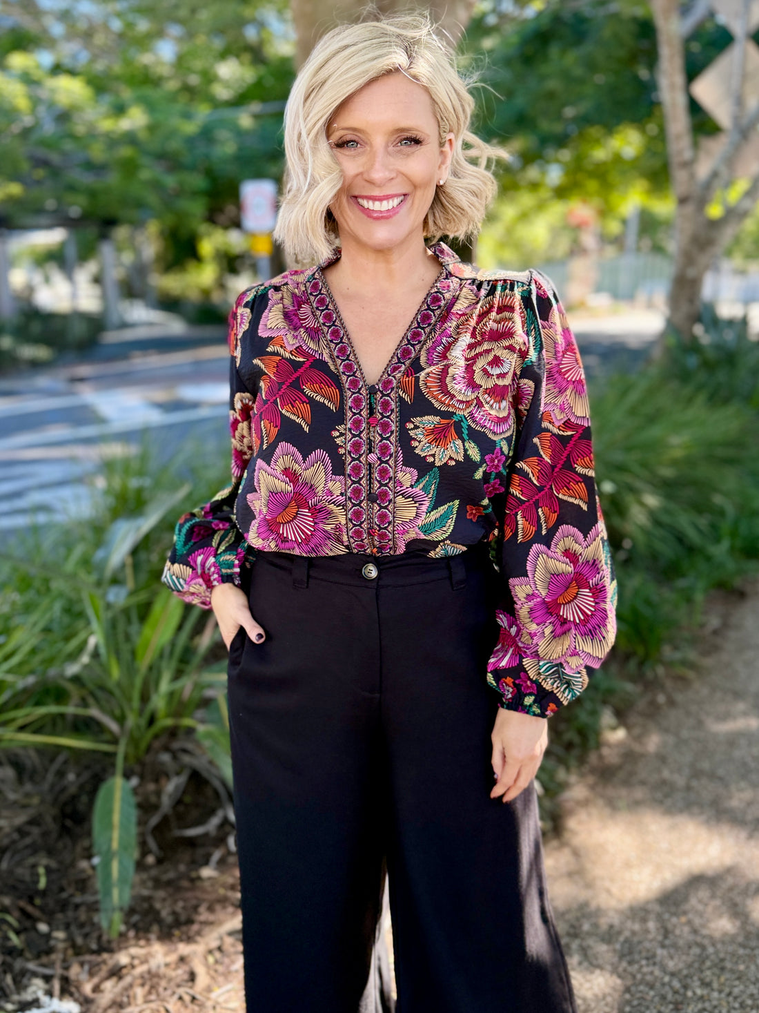 Tamera Shirt - Black Floral