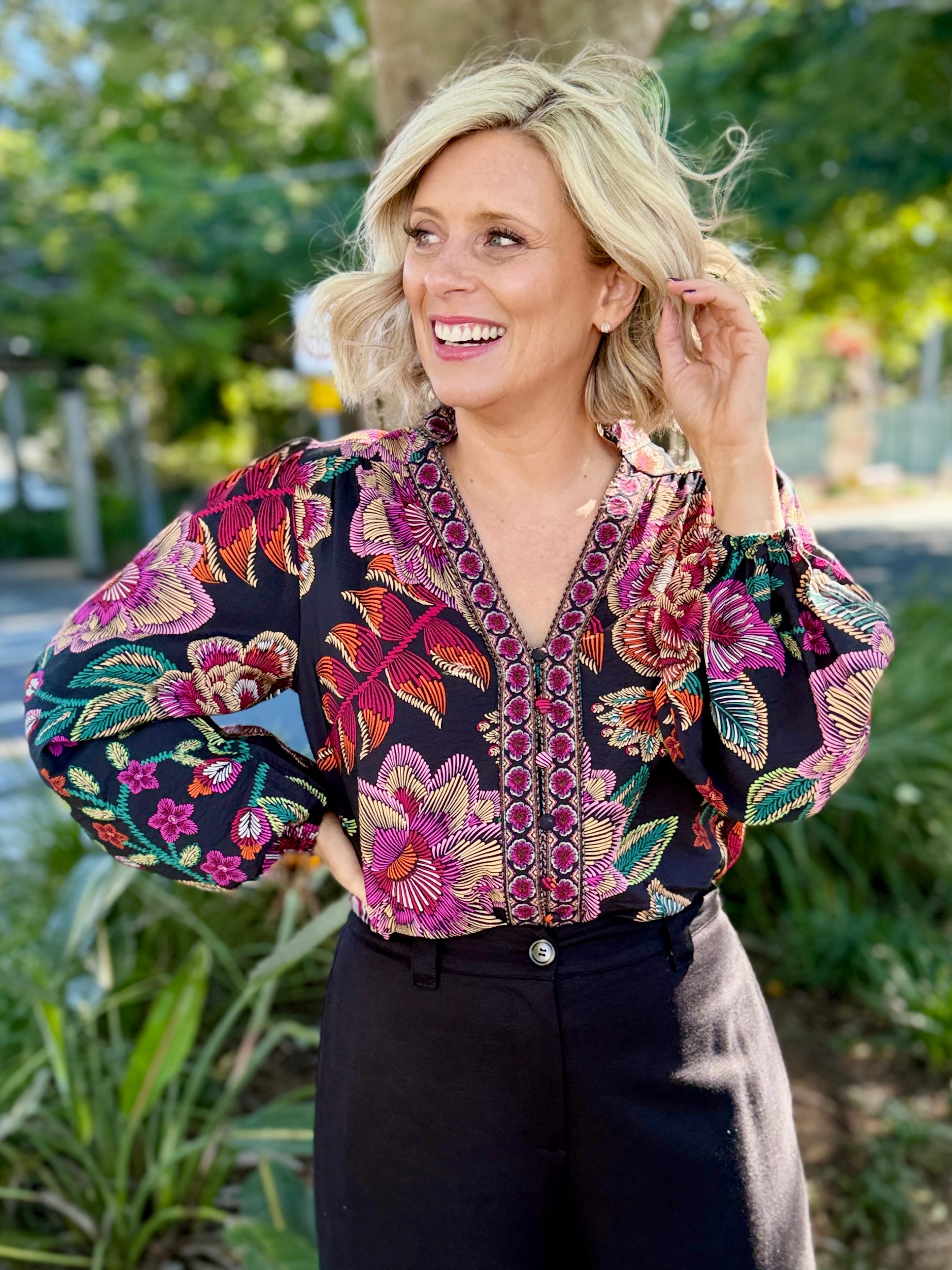 Tamera Shirt - Black Floral
