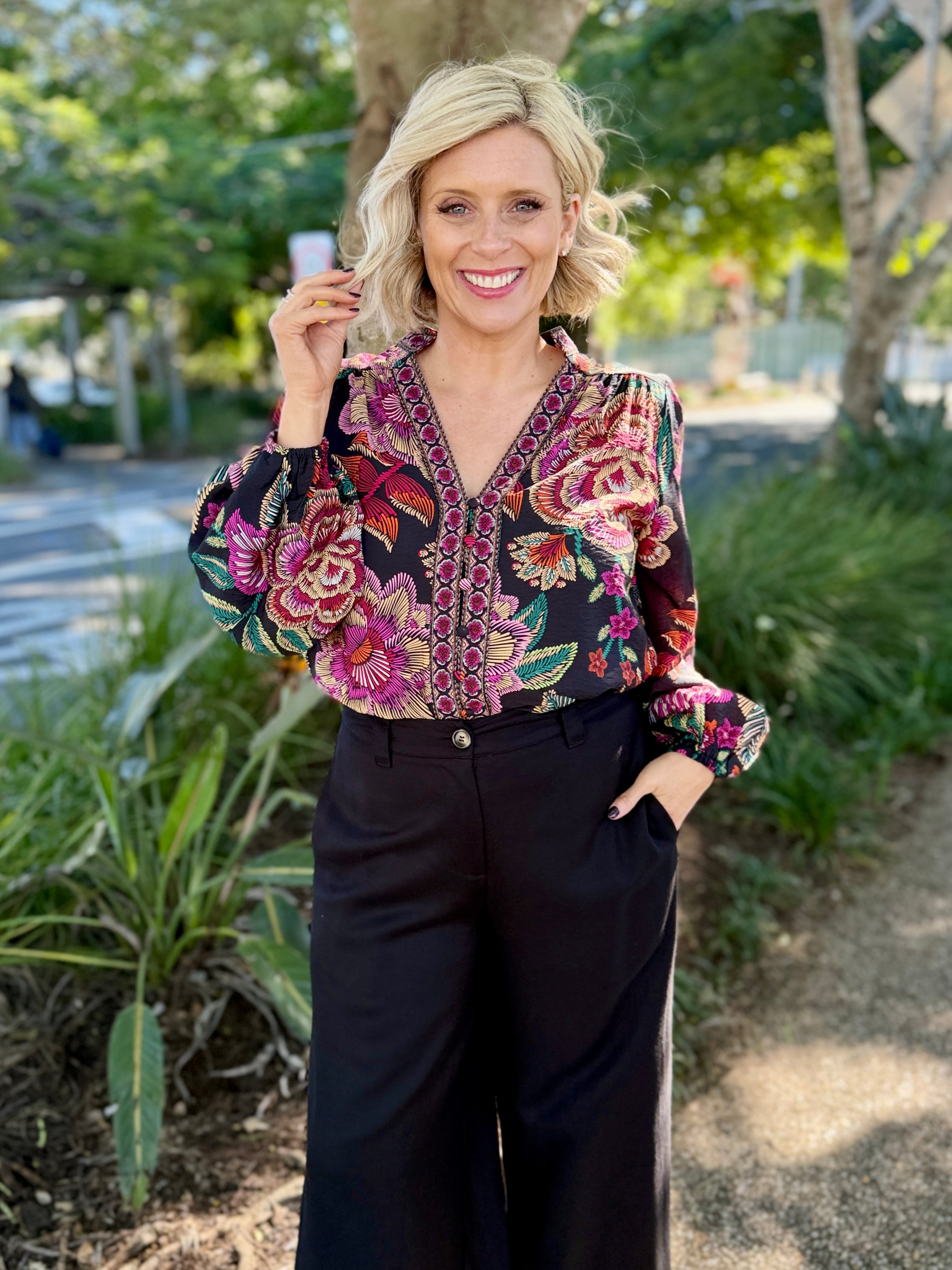 Tamera Shirt - Black Floral
