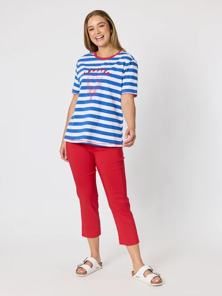 Threadz Zara stretch pants in red – women's comfortable slim-fit red pants