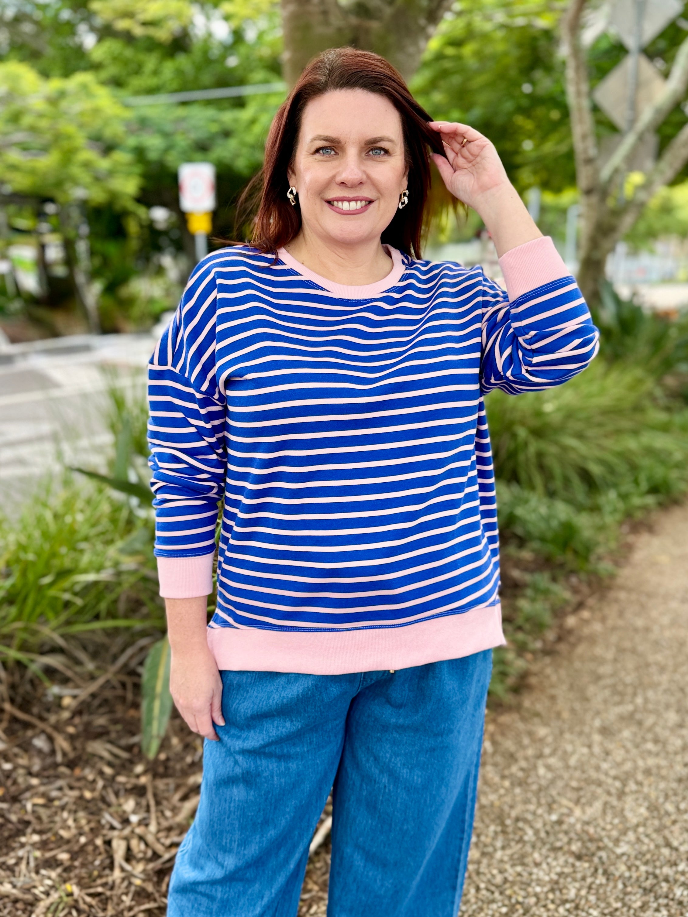Tide Sweatshirt - Blue/Pink Stripe