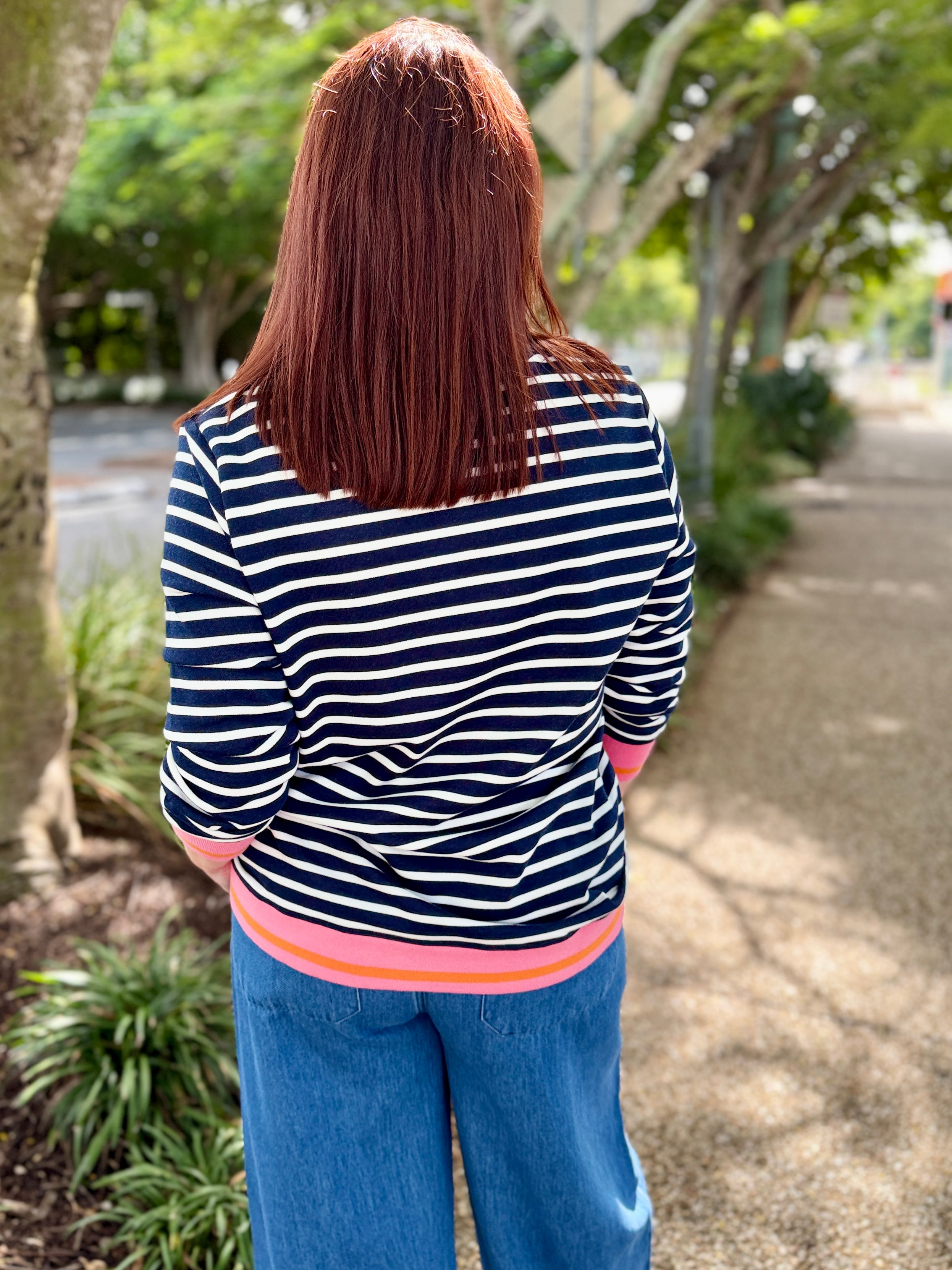Tyra Sweat - Navy/White Stripe