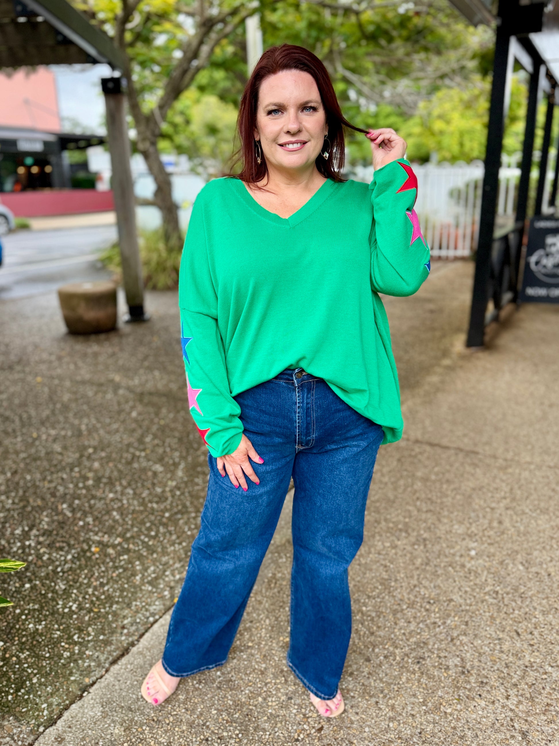 Vermont Star V Neck Jumper – Green