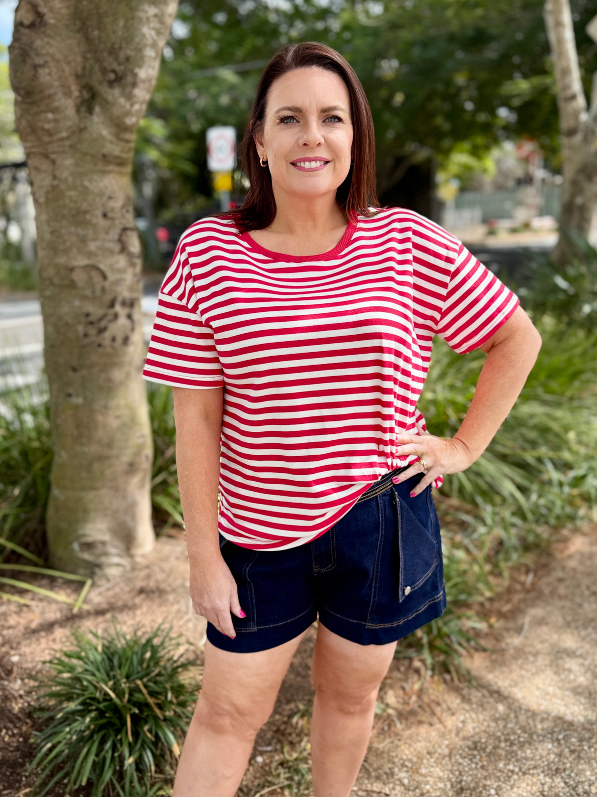 Wynona Tee – Red Stripe