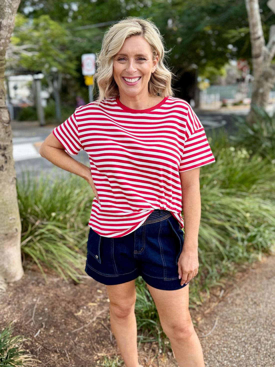 Wynona Tee – Red Stripe