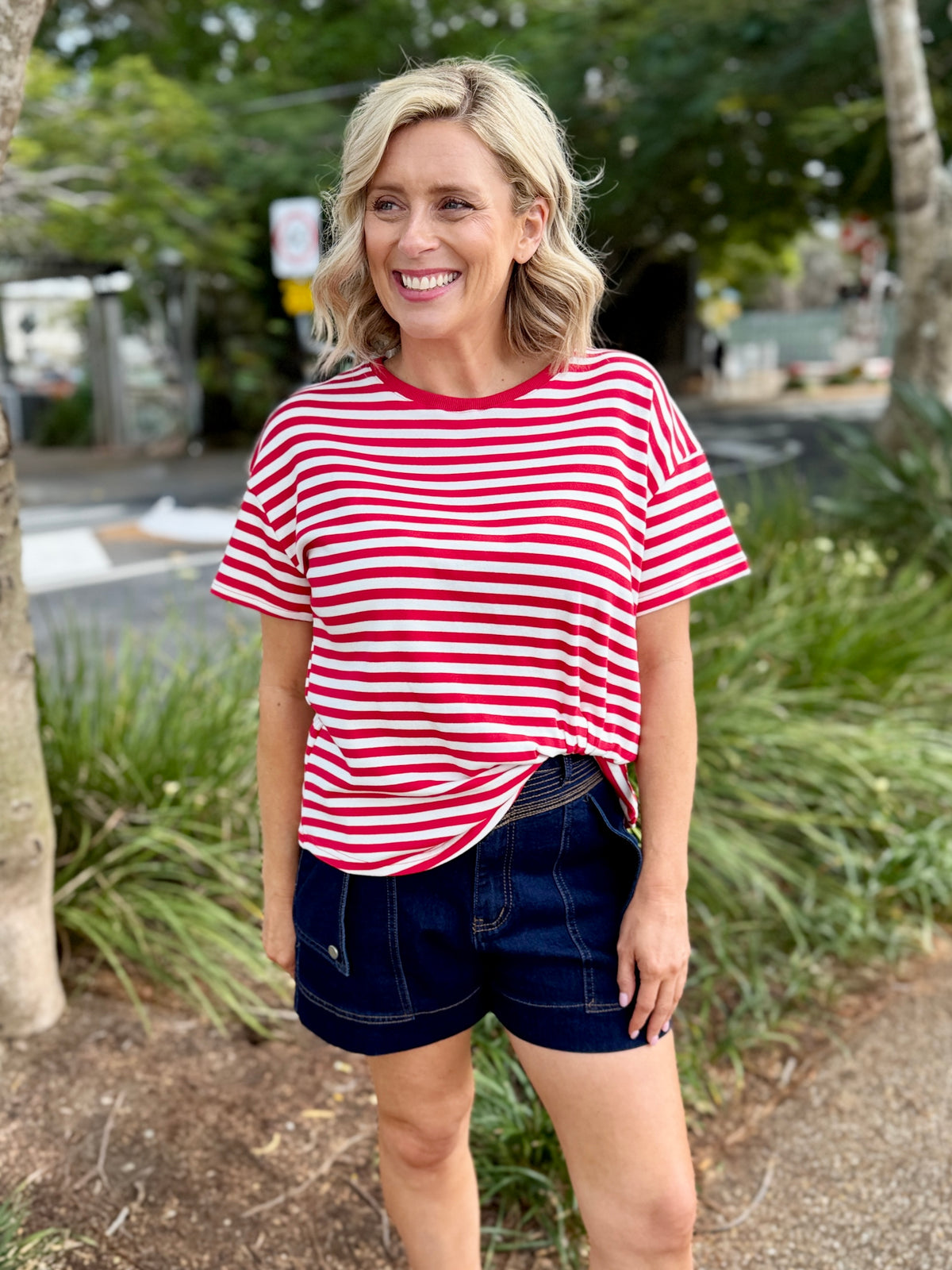 Wynona Tee – Red Stripe