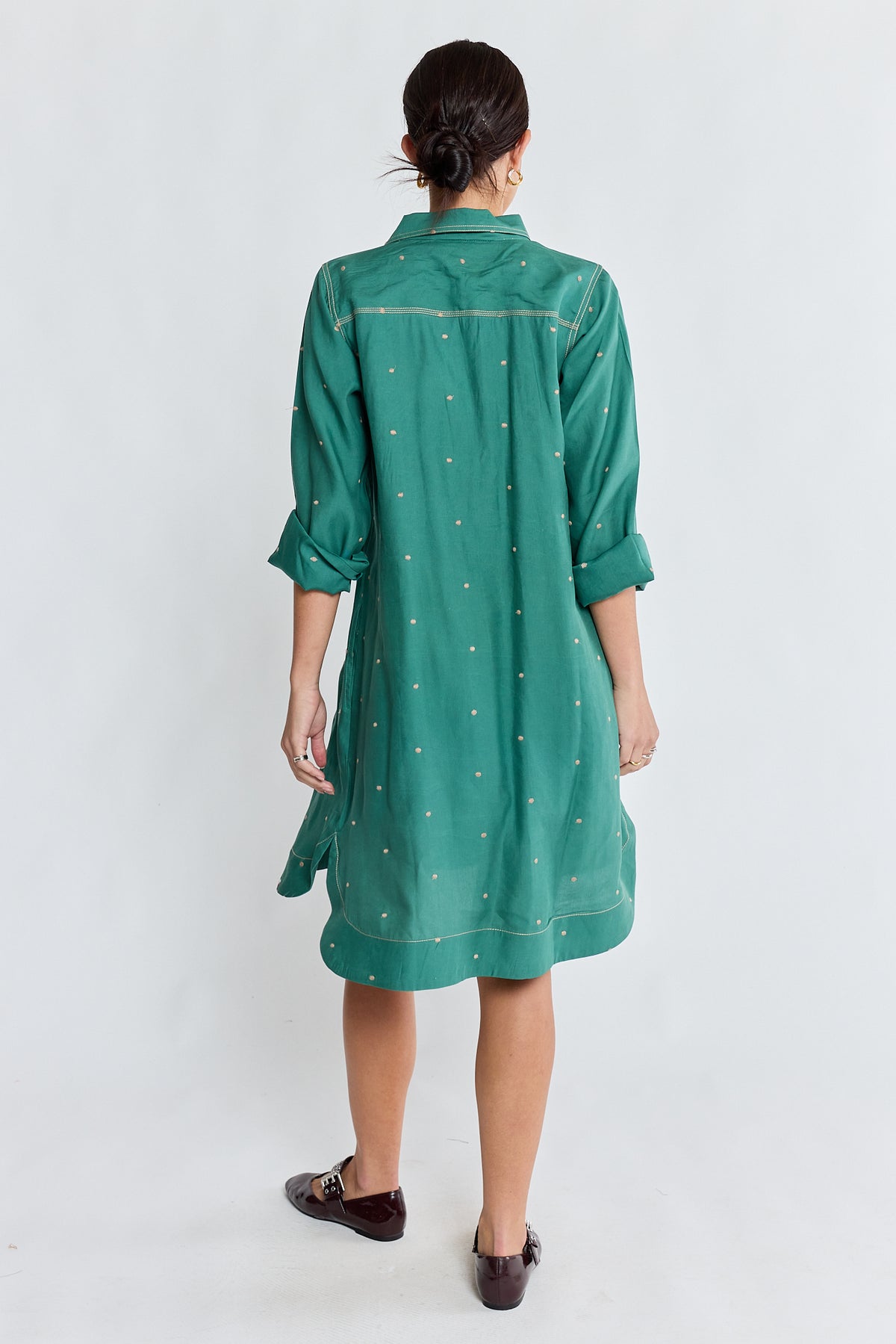 Ibisa River Shirtmaker Gumleaf women's botanical print shirtdress