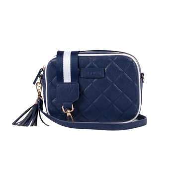 Sally Quilted Navy & White Crossbody Bag
