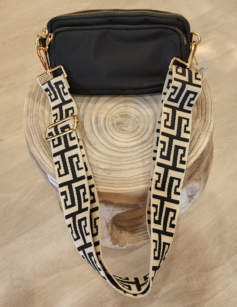 Geo Bag Strap - Cross Over Shoulder Bag Black