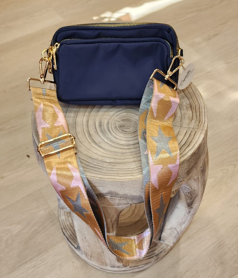 Pastel Star Bag Strap - Cross Over Shoulder Bag Navy