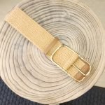 GOLD BUCKLE STRETCHY BELT TAN - EVIE CLARE