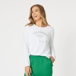 Les Copines Top - White Cotton Long Sleeve Top - Threadz