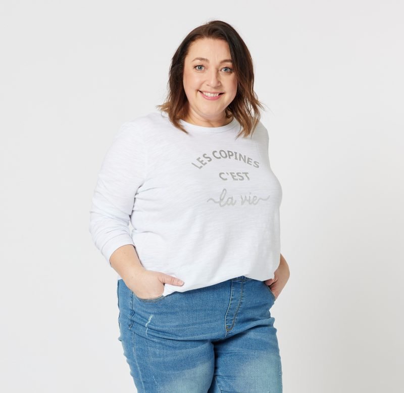 Les Copines Top - White Cotton Long Sleeve Top - Threadz