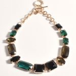 Hand Link Jewel Front Necklace - Glass and Plated Metal Costume Jewellery