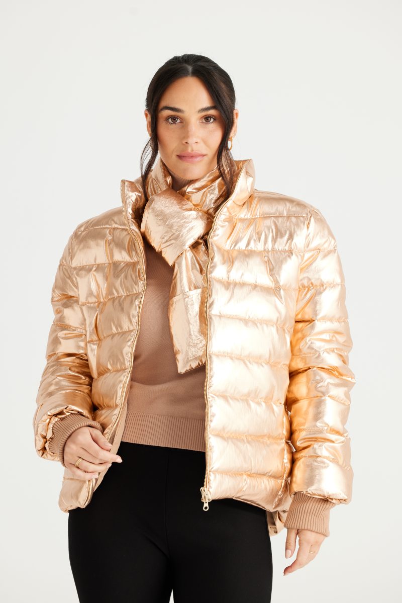 Sillian Puffer - Gold Metallic Jacket - Brave and True