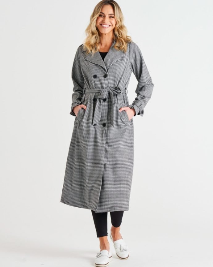 Ponte Trench Coat – Houndstooth